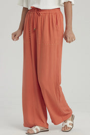 Pantalón Mujer Con Bolsillo Terracota