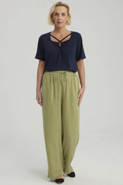 Pantalón Mujer Con Bolsillo Verde Claro