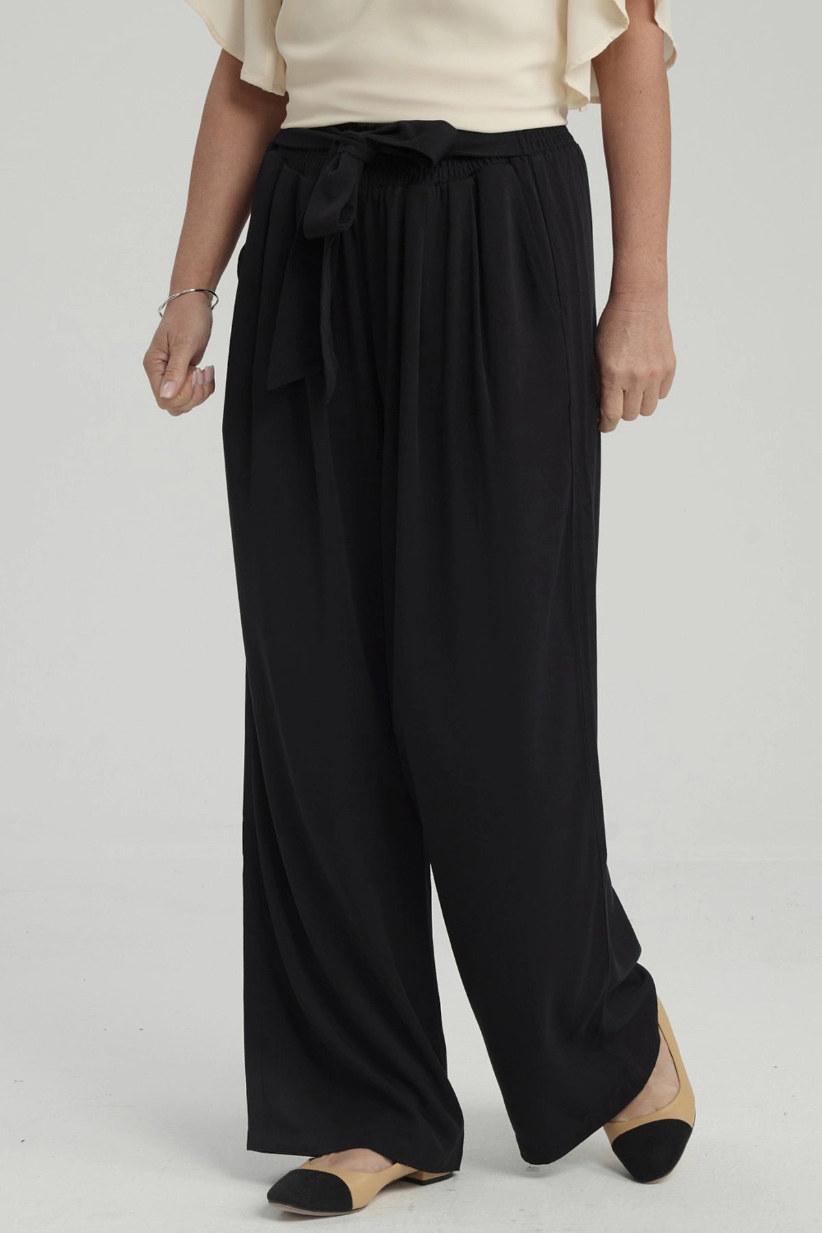 Pantalón Mujer Palazzo Print Negro