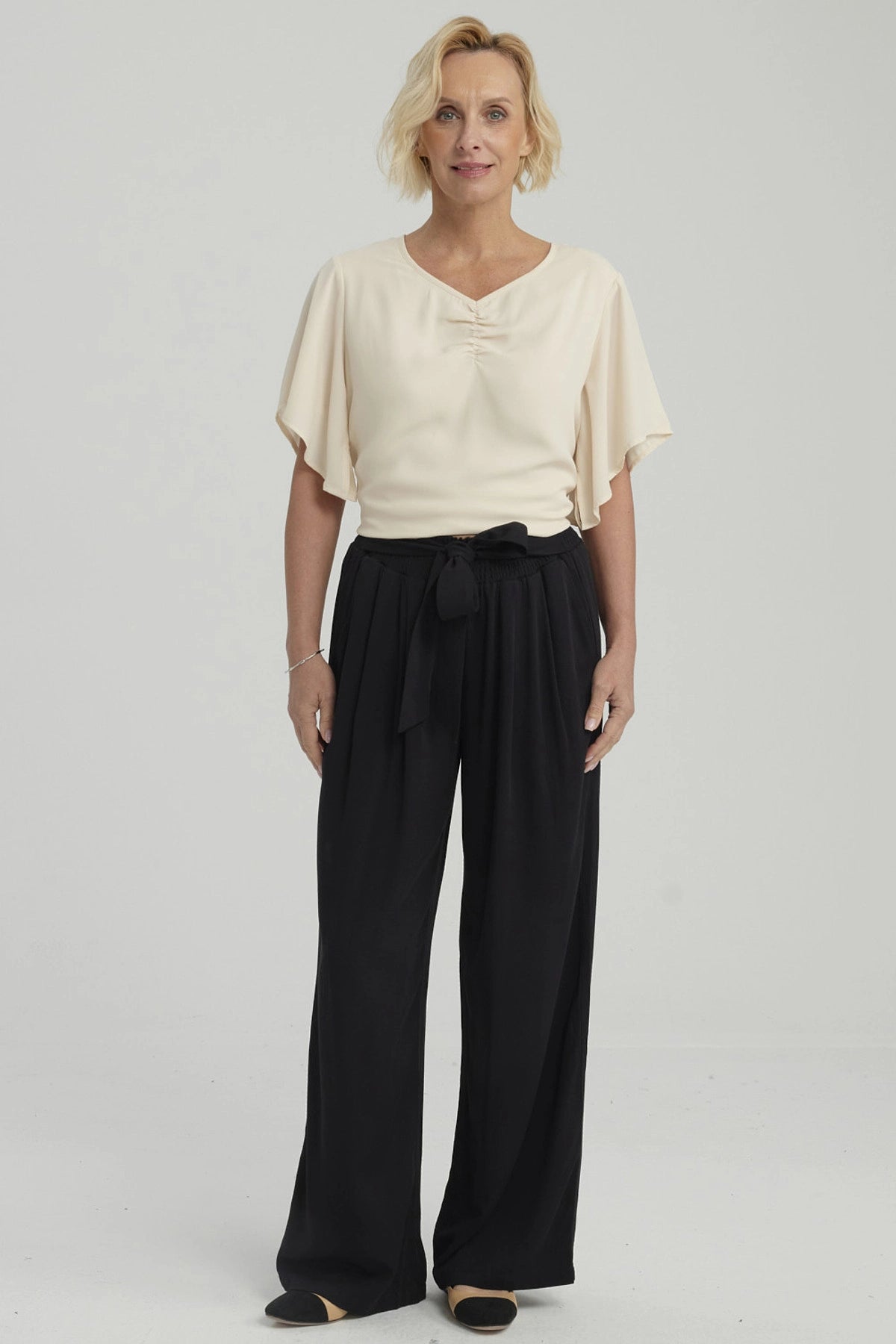 Pantalón Mujer Palazzo Print Negro