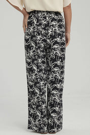 Pantalón Mujer Palazzo Print Negro / Blanco