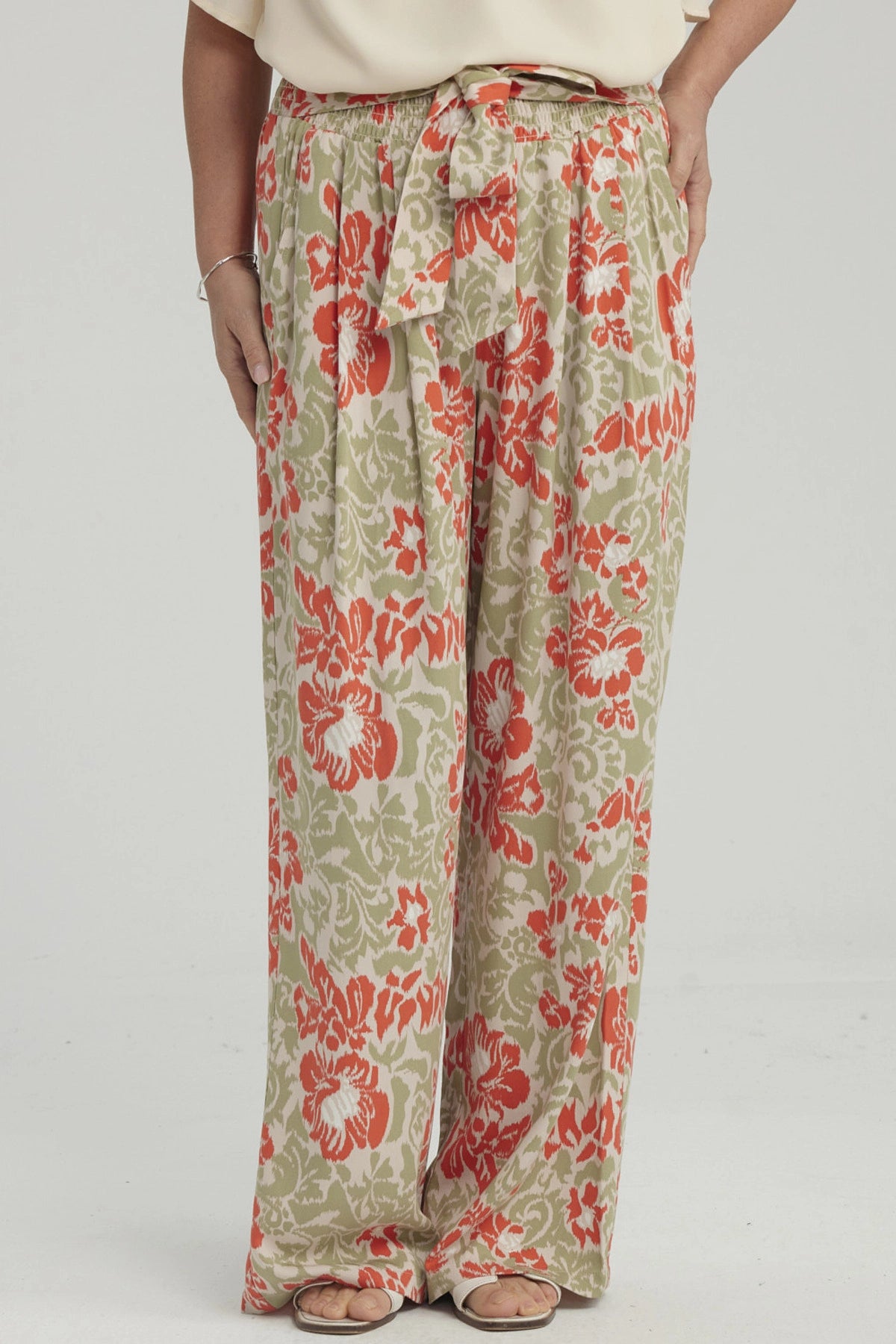 Pantalón Mujer Palazzo Print Verde Claro
