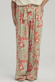 Pantalón Mujer Palazzo Print Verde Claro