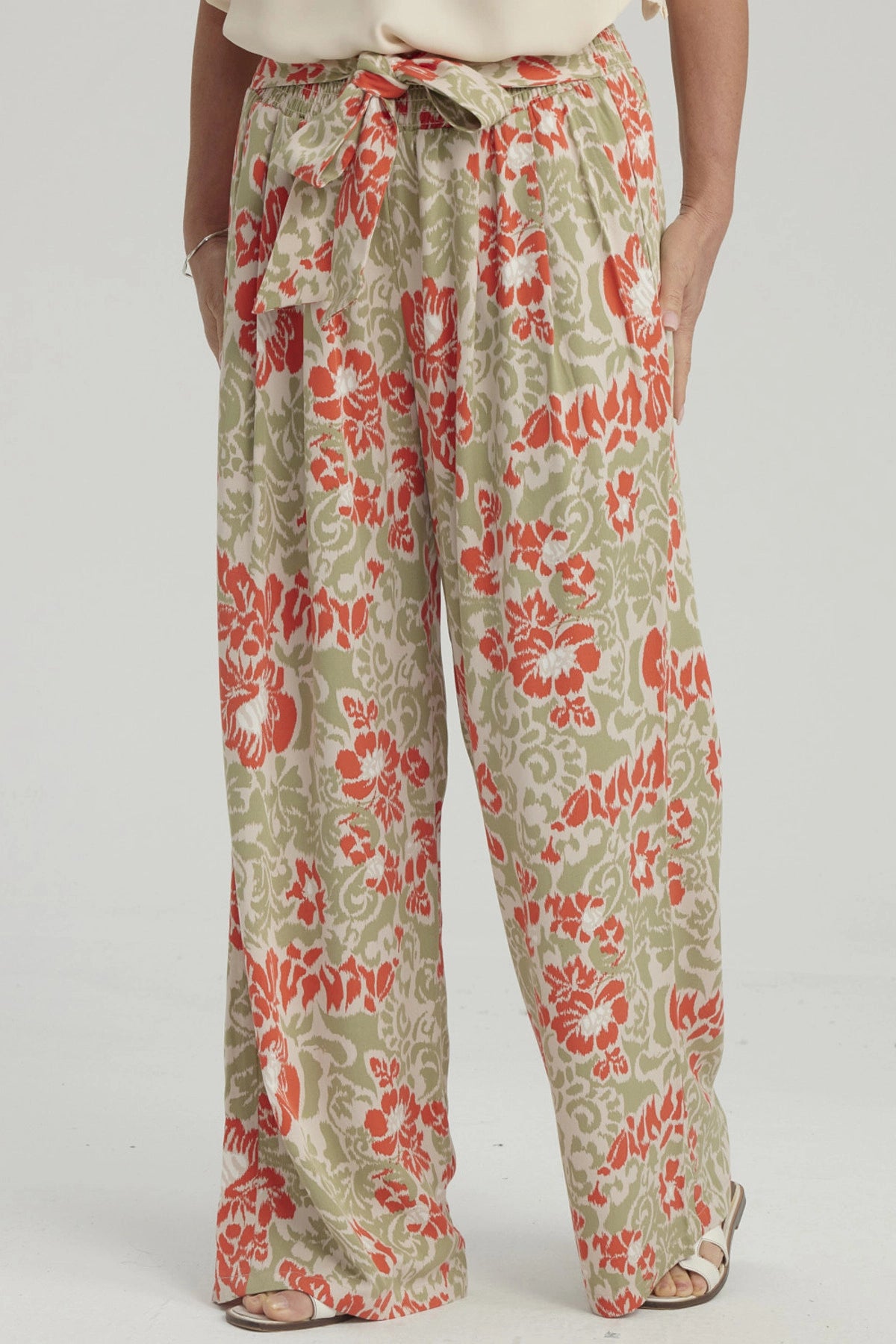 Pantalón Mujer Palazzo Print Verde Claro