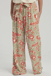 Pantalón Mujer Palazzo Print Verde Claro
