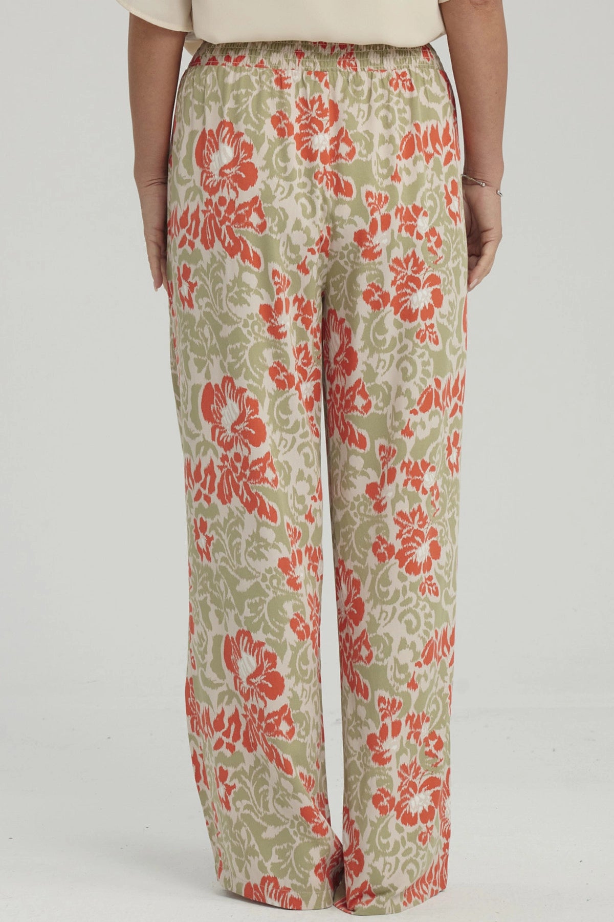 Pantalón Mujer Palazzo Print Verde Claro