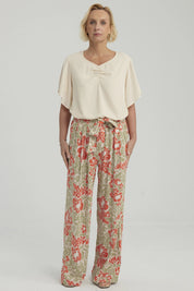 Pantalón Mujer Palazzo Print Verde Claro