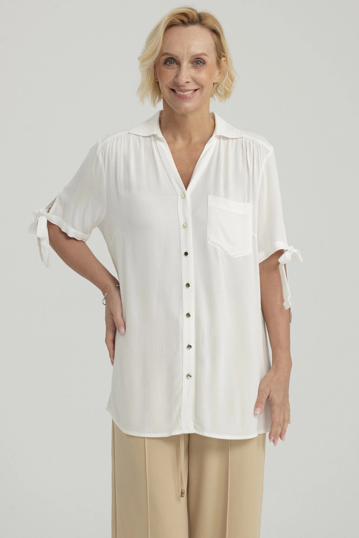Blusa Mujer Amarra Crudo