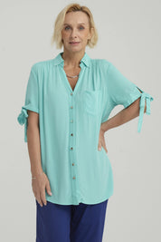 Blusa Mujer Amarra Turquesa