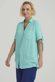 Blusa Mujer Amarra Turquesa