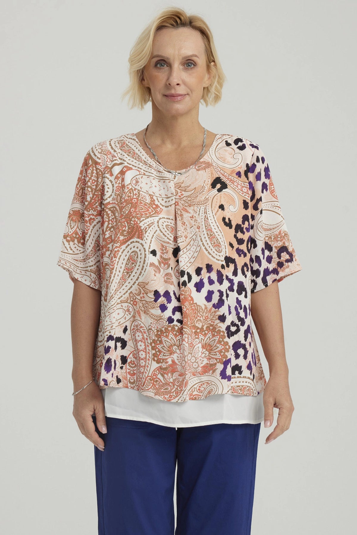 Blusa Mujer Crep Abertura Crudo