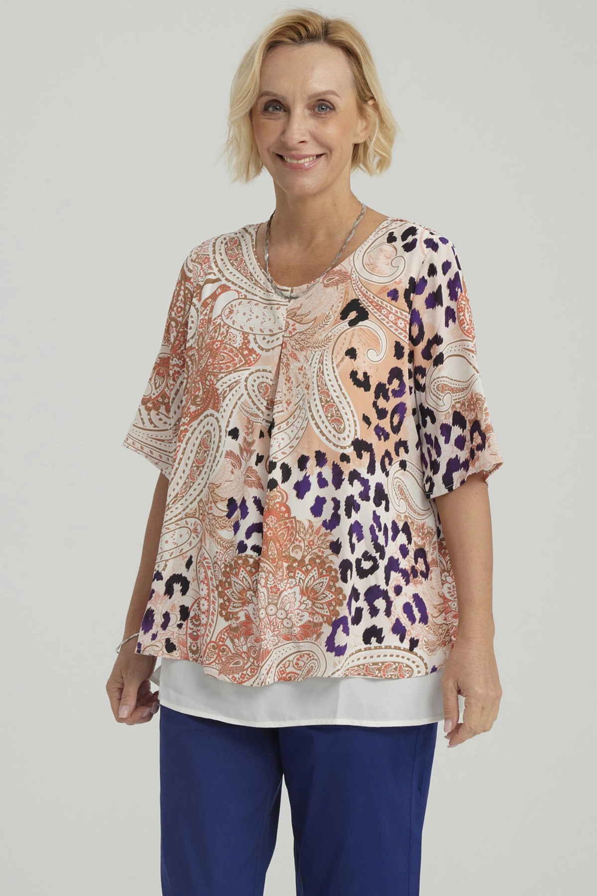 Blusa Mujer Crep Abertura Crudo