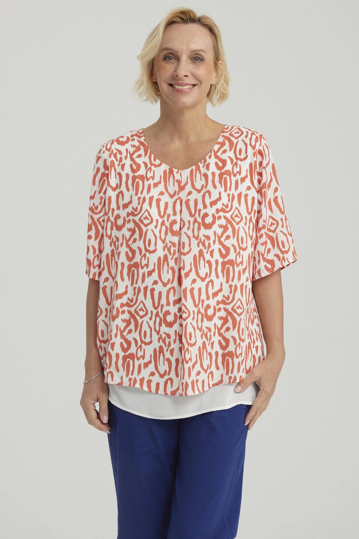 Blusa Mujer Crep Abertura Terracota