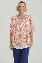 Blusa Mujer Crep Abertura Terracota