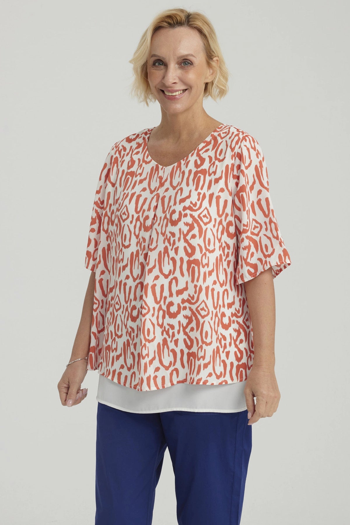 Blusa Mujer Crep Abertura Terracota