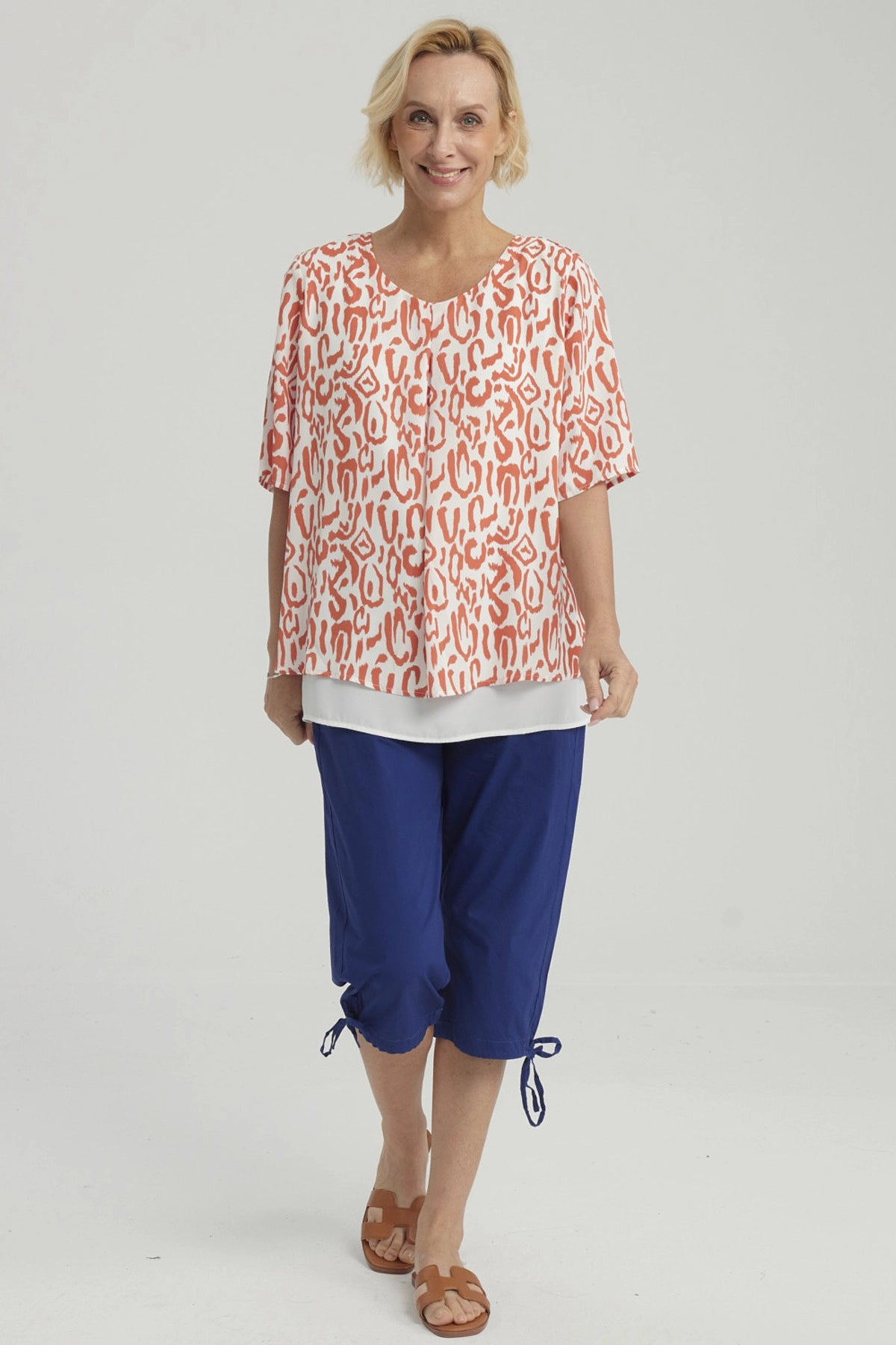 Blusa Mujer Crep Abertura Terracota