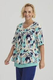 Blusa Mujer Crep Abertura Turquesa