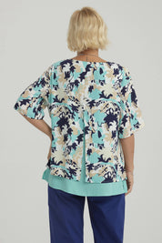 Blusa Mujer Crep Abertura Turquesa