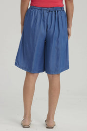 Bermuda Mujer Tencel Tiro Alto Azul