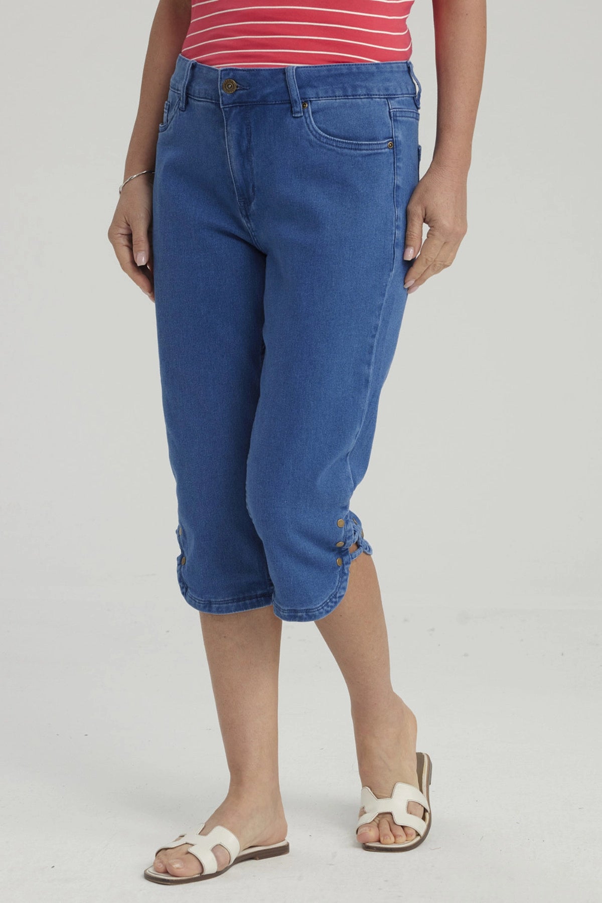 Pescador Mujer Denim Apertura Lateral Azul