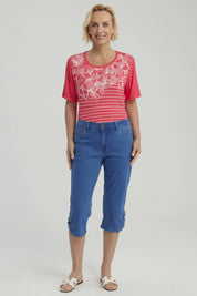 Pescador Mujer Denim Apertura Lateral Azul