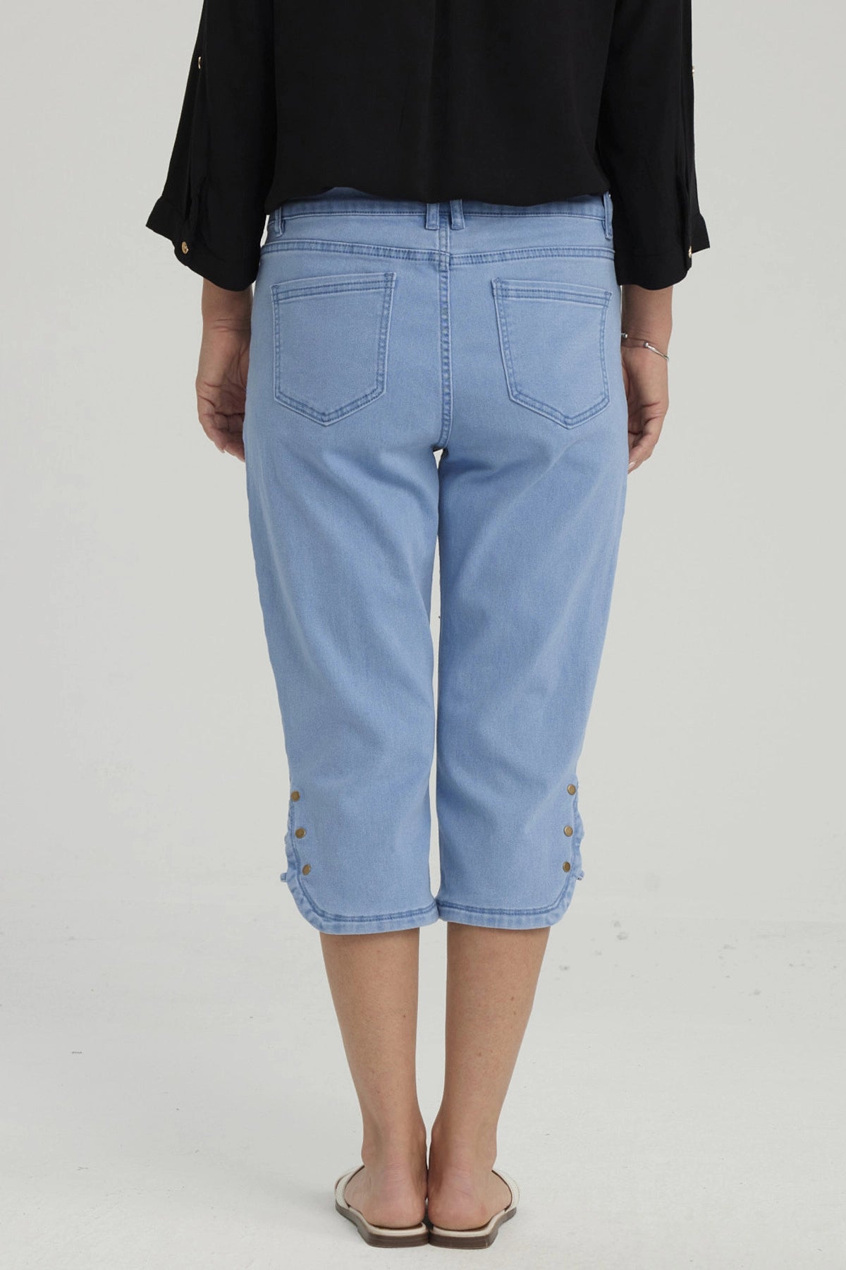 Pescador Mujer Denim Apertura Lateral Celeste