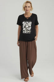 Polera Mujer Con Estampado Negro