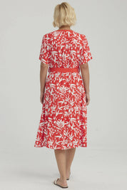 Vestido Mujer Con Cinturón Rojo