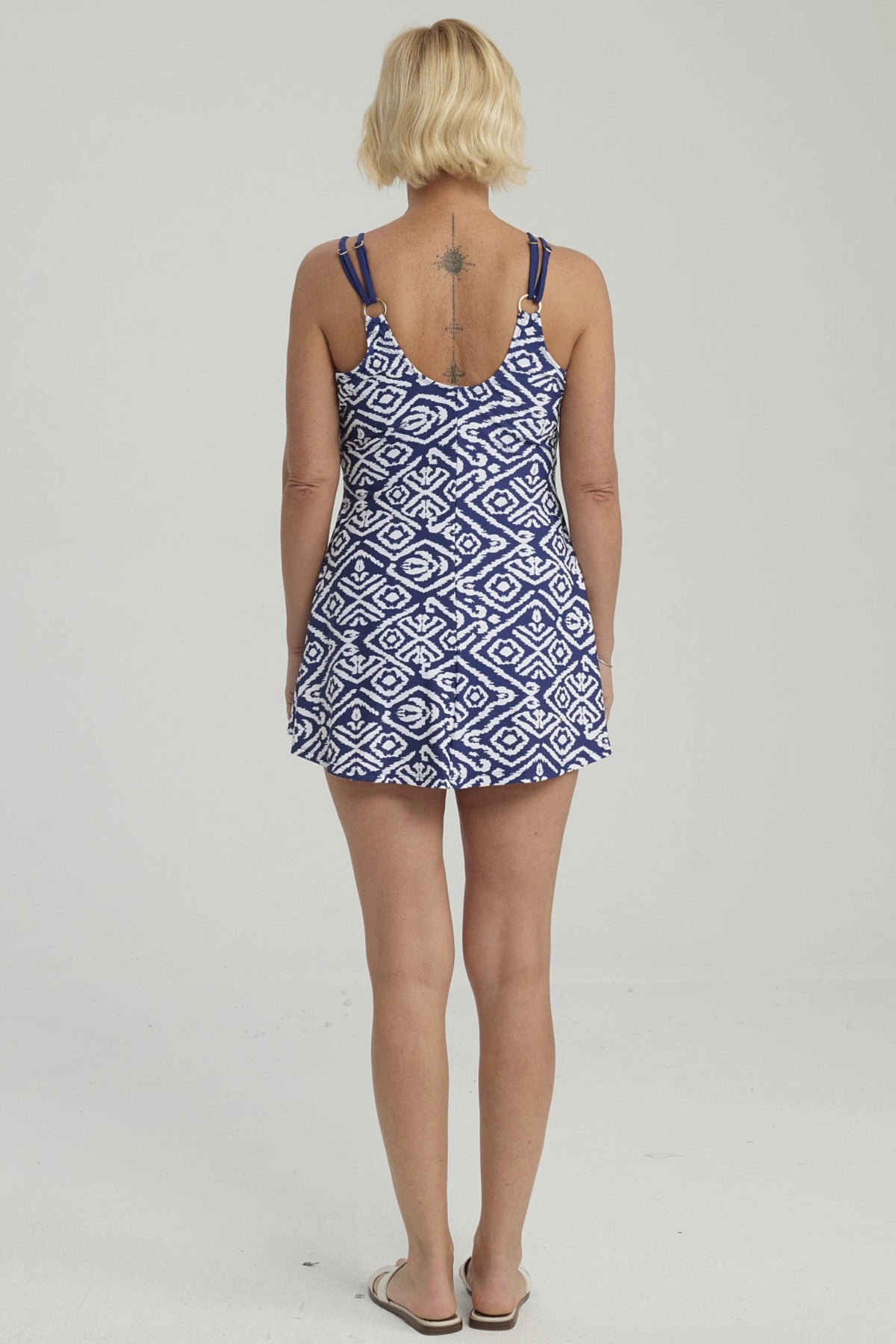 Traje de Baño Mujer Vestido Apertura Azul Oscuro