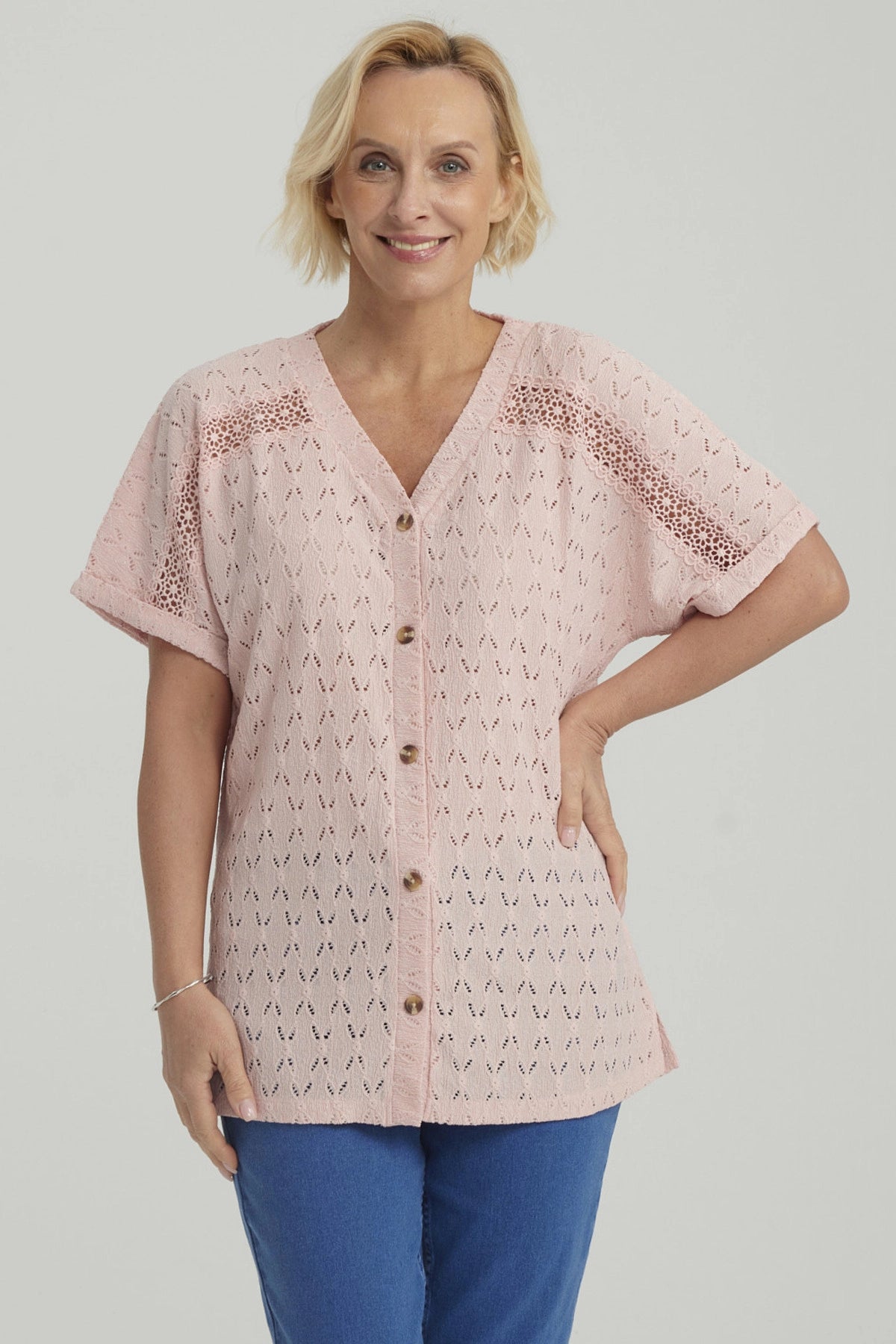 Polera Mujer Lisa Abotonada Verde Claro