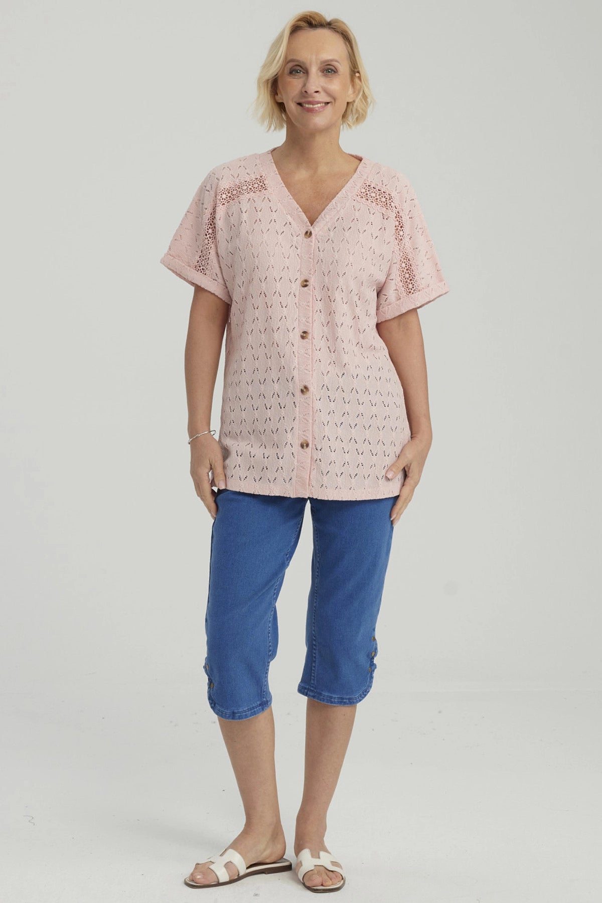 Polera Mujer Lisa Abotonada Verde Claro