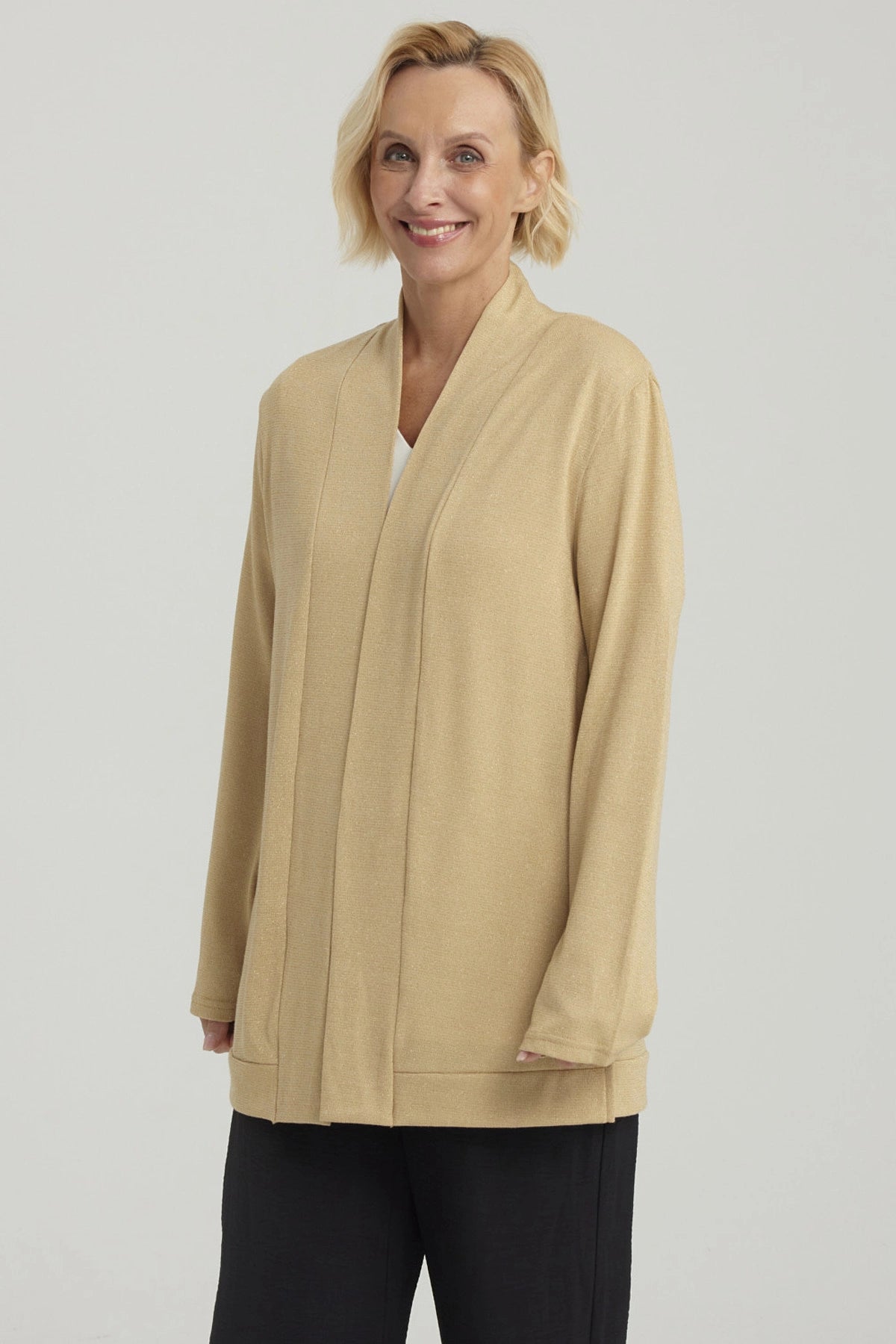 Sweater Mujer Abierto Beige Oscuro