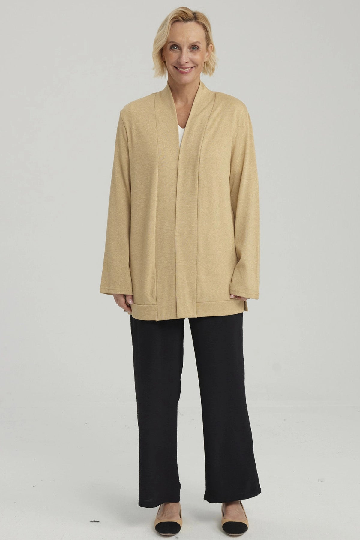 Sweater Mujer Abierto Beige Oscuro