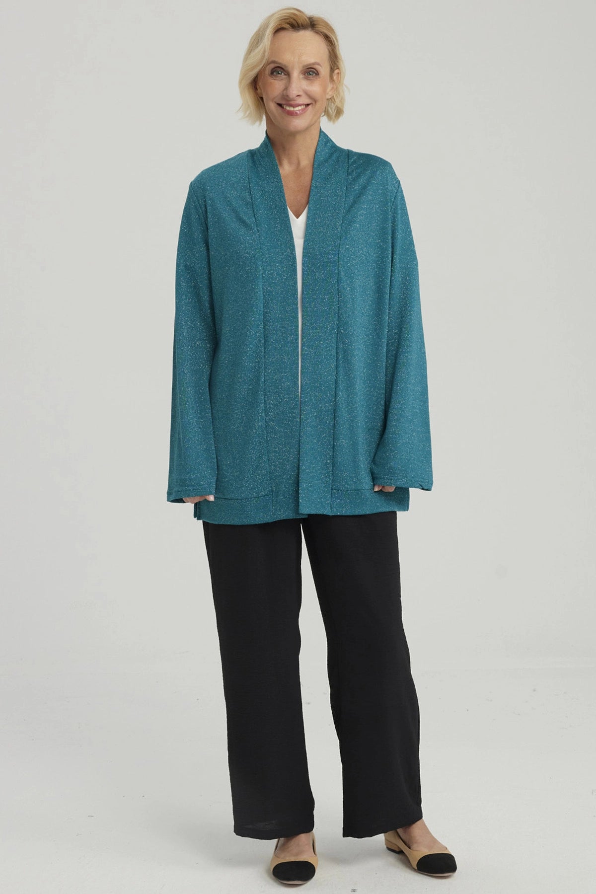 Sweater Mujer Abierto Petroleo