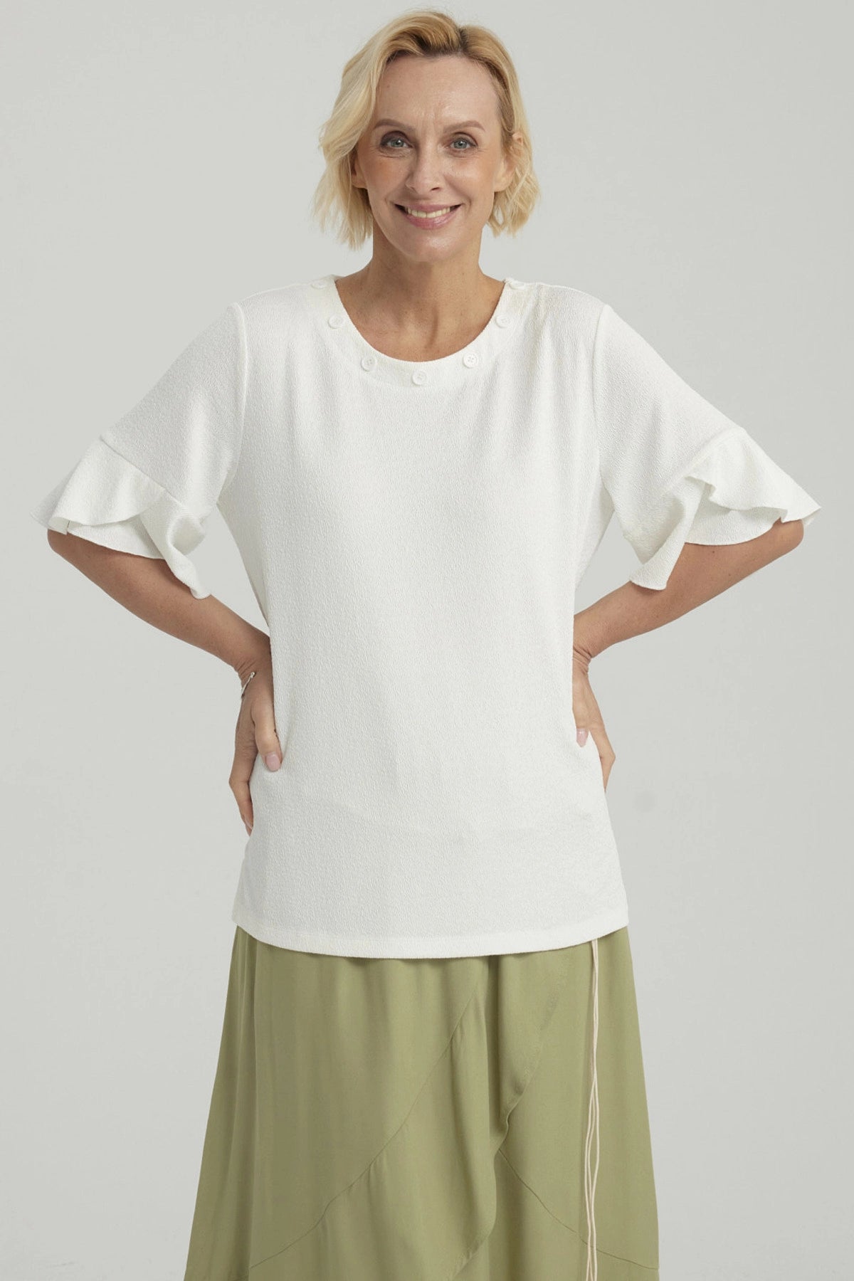 Polera Mujer Detalle Escote Crudo