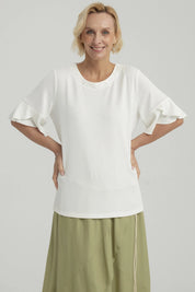 Polera Mujer Detalle Escote Crudo