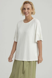 Polera Mujer Detalle Escote Crudo