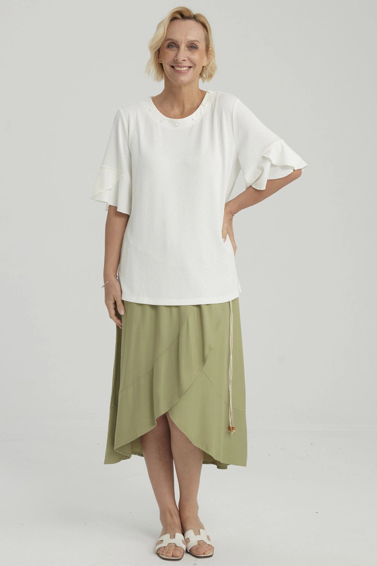 Polera Mujer Detalle Escote Crudo