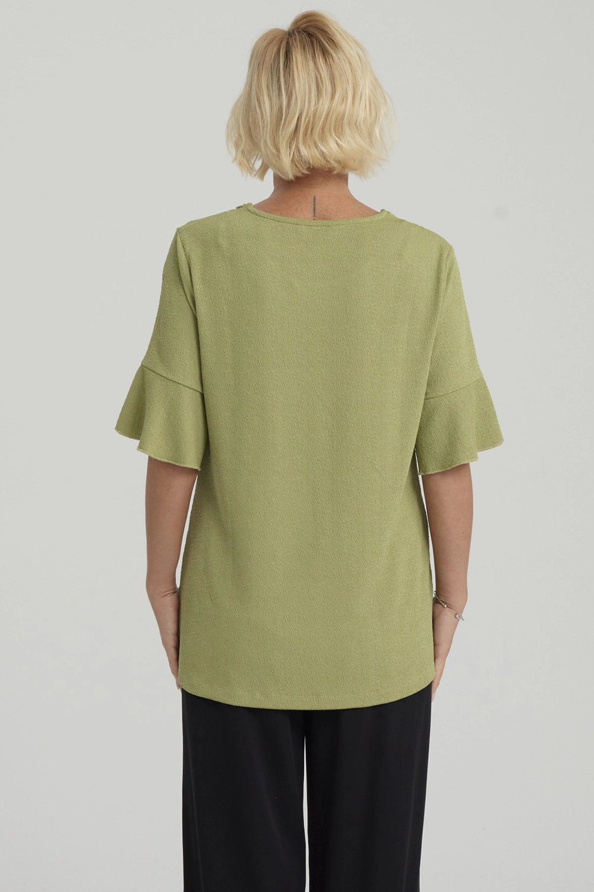 Polera Mujer Detalle Escote Verde Claro