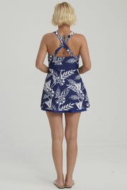 Traje de Baño Mujer Entero Con Falda Azul Oscuro