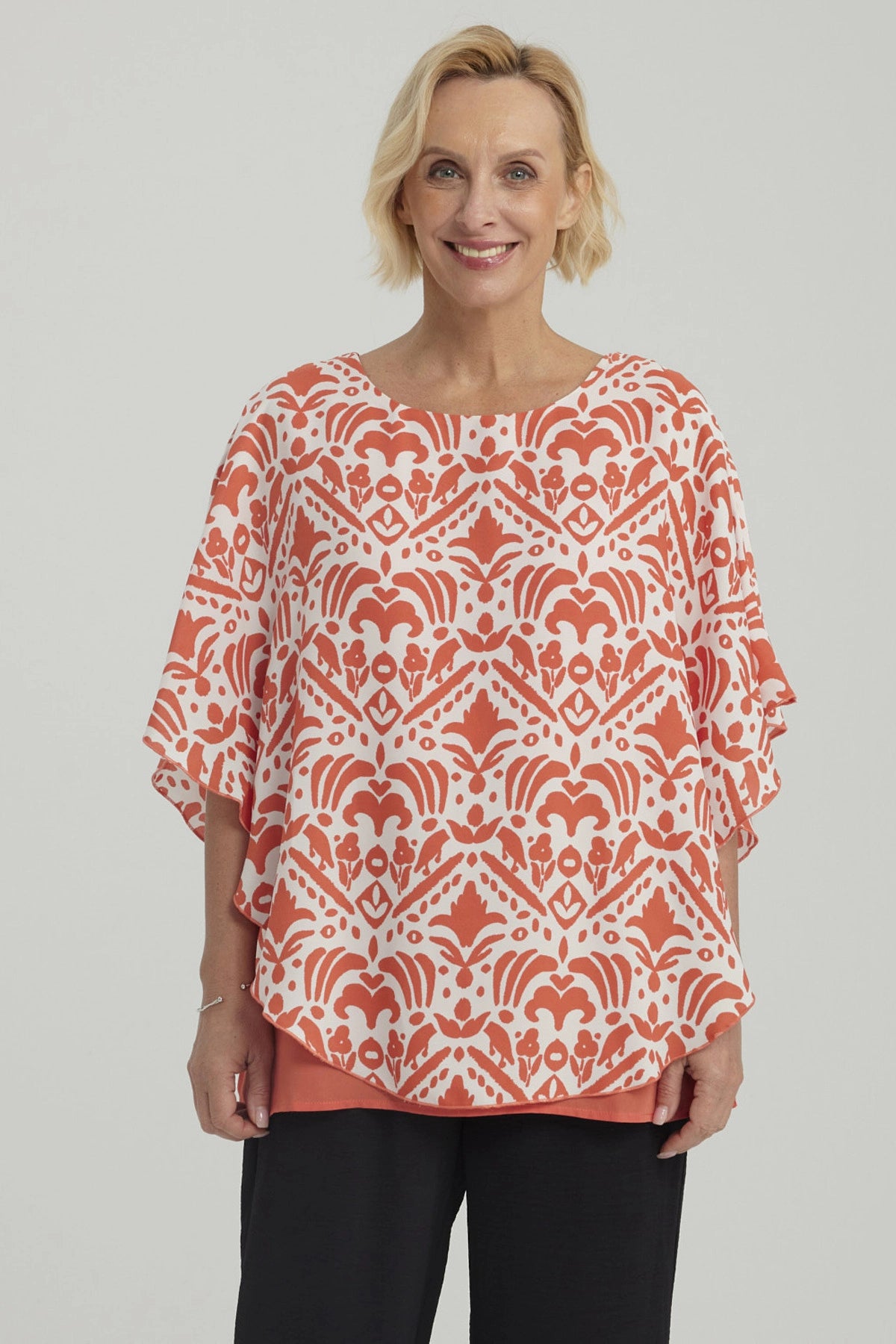 Blusa Mujer Túnica Peto Crep Terracota