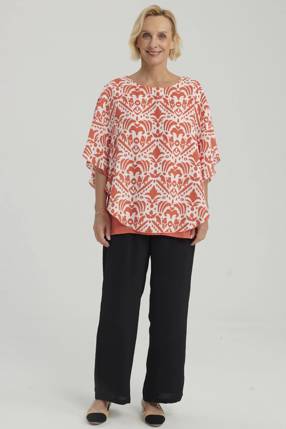 Blusa Mujer Túnica Peto Crep Terracota