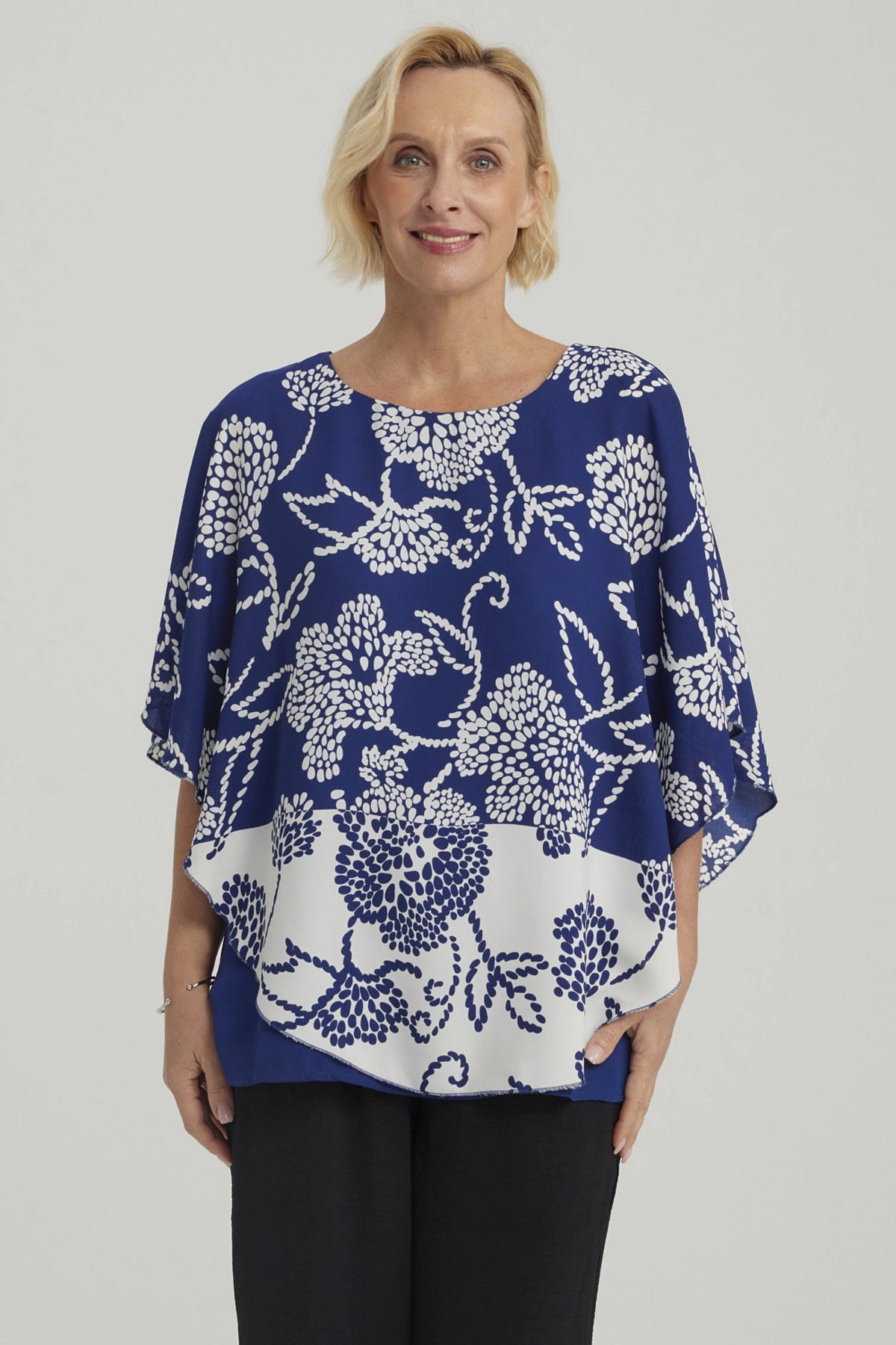 Blusa Mujer Túnica Peto Crep Azul Oscuro