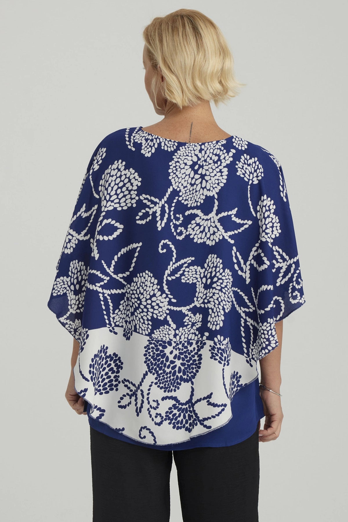 Blusa Mujer Túnica Peto Crep Azul Oscuro