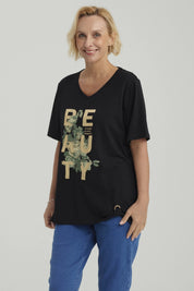 Polera Mujer Print Negro