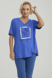 Polera Mujer Print Azulino