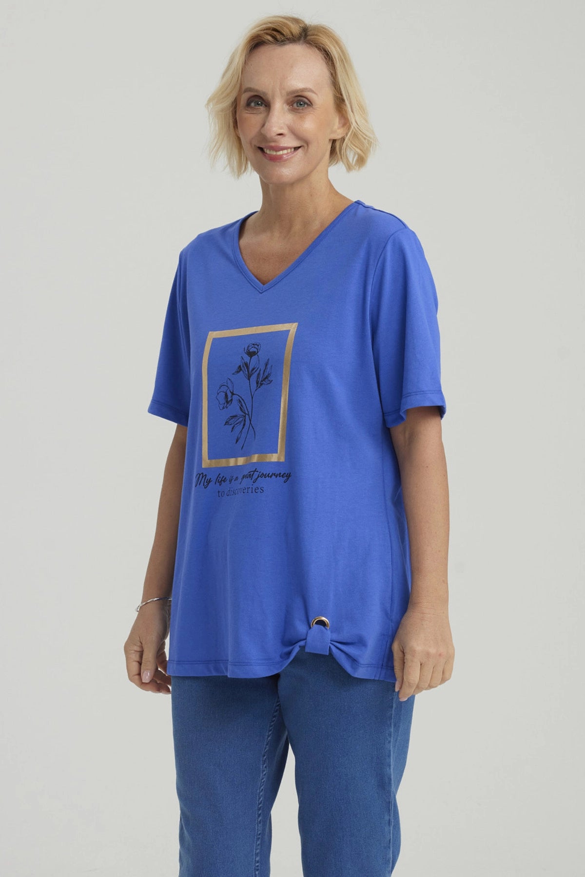 Polera Mujer Print Azulino