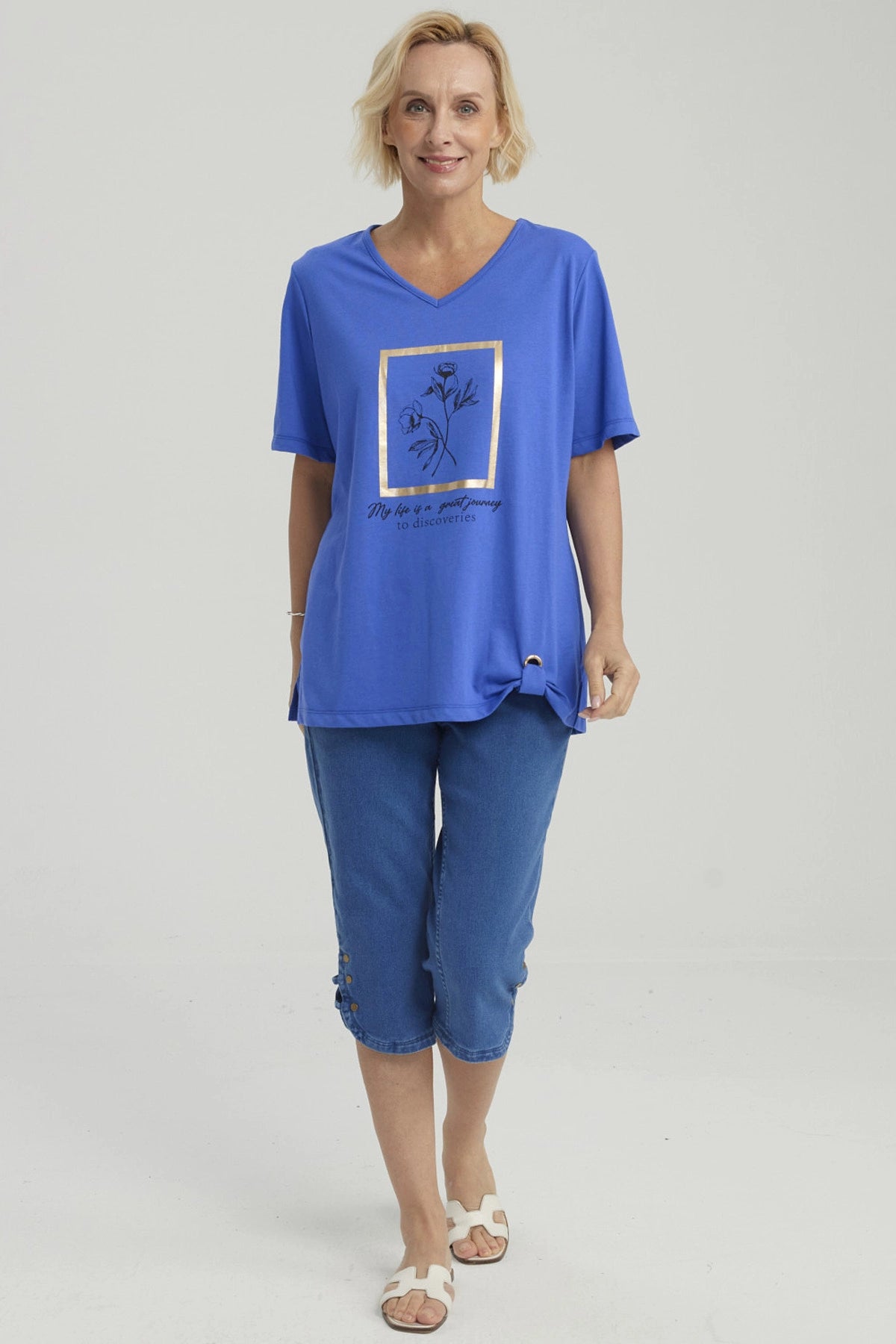 Polera Mujer Print Azulino