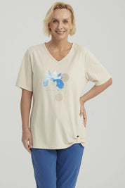 Polera Mujer Print Beige