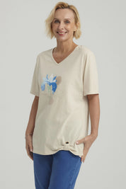 Polera Mujer Print Beige